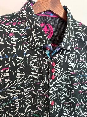 Au Noir Men’s Abstract Print Short Sleeve Button-Up Shirt | XL